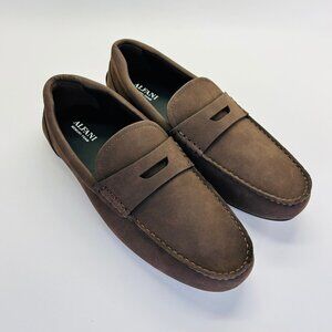 Alfani Mens Marco Brown Slip-On Penny Loafers Size 10M Faux Suede Comfort Shoes
